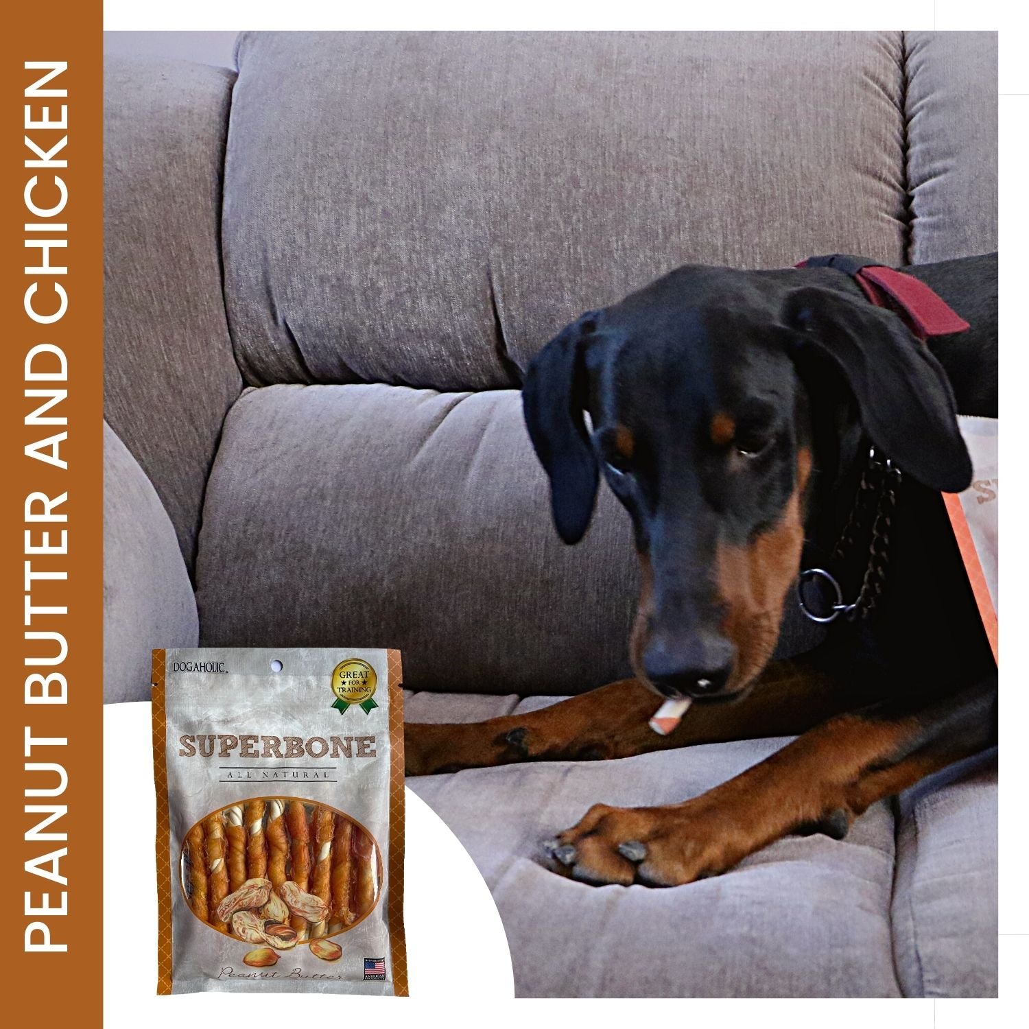 Super Bone T Stick Peanut Butter Flavour Dog Treats, 190 gms