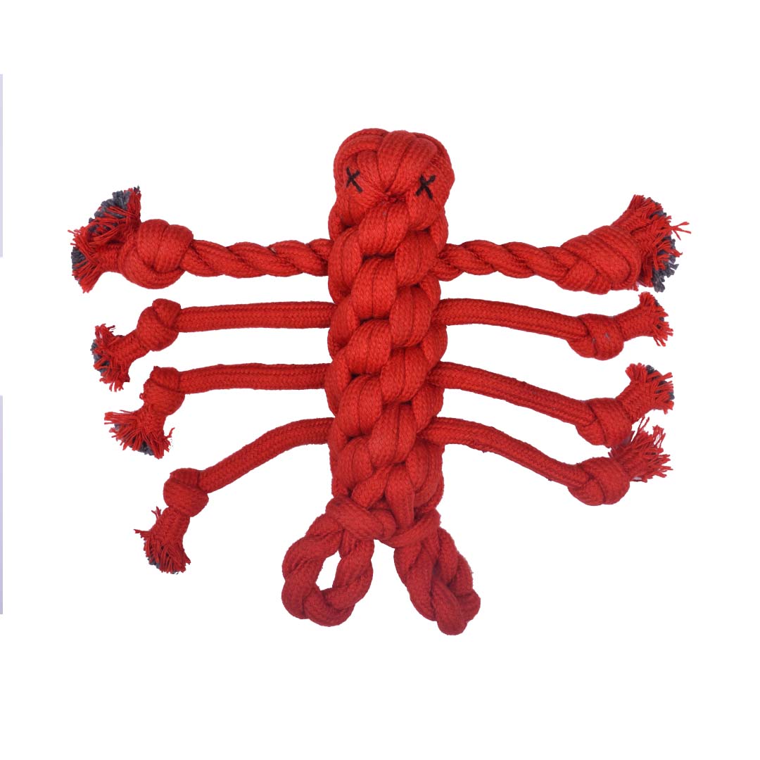 Copy of Poochles Braided Repurposed Lobster Shaped Rope Dog Toy