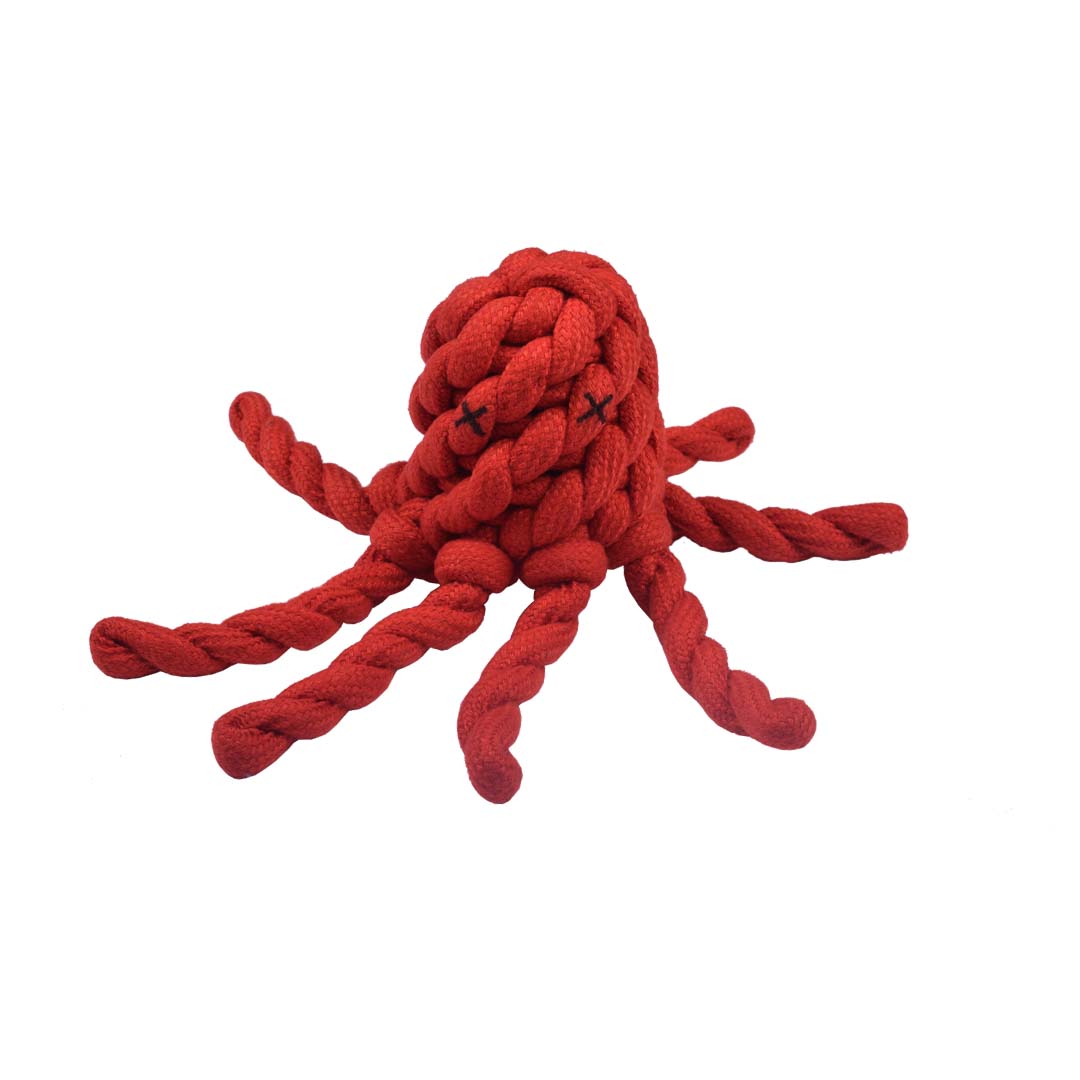 Poochles Braided Repurposed Octopus Shaped Rope Dog Toy