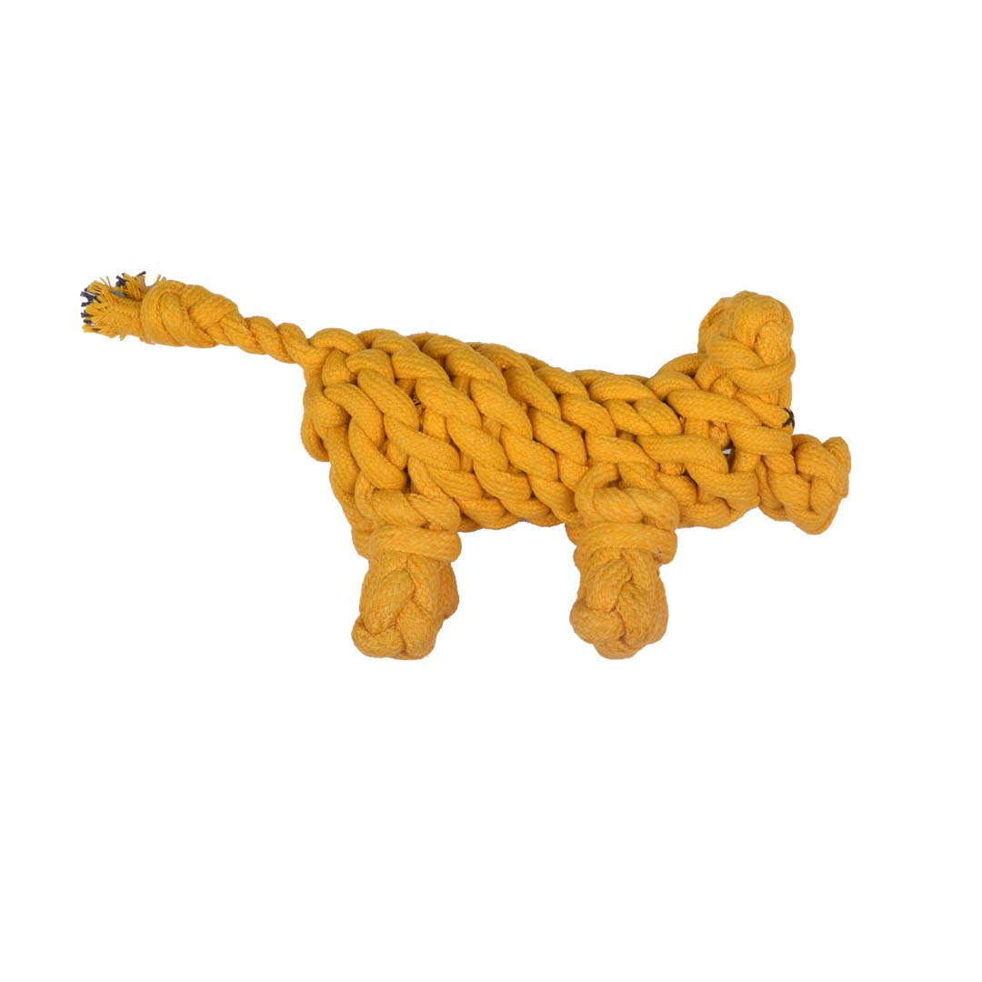 Poochles Braided Repurposed Pig Shaped Rope Dog Toy