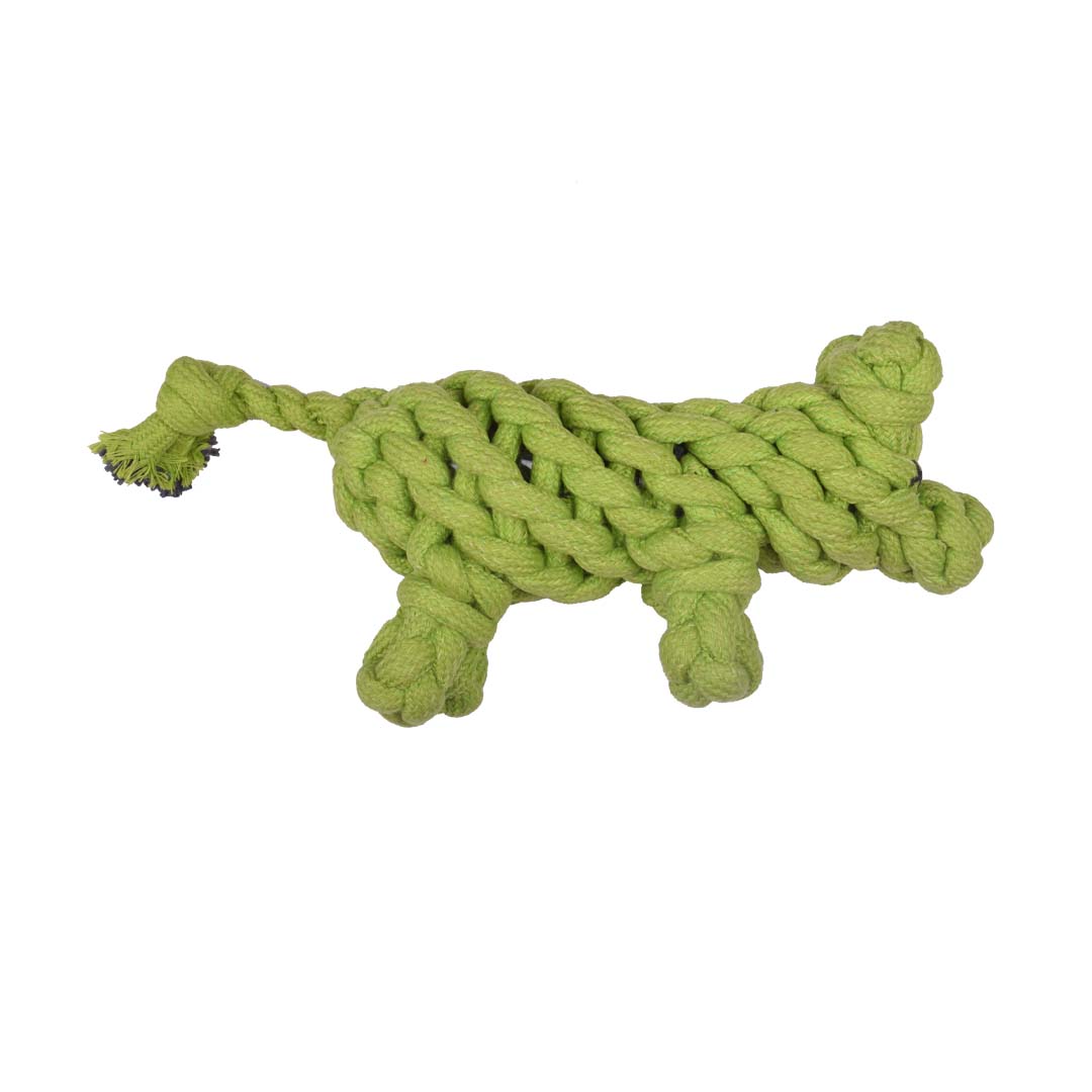 Poochles Braided Repurposed Pig Shaped Rope Dog Toy