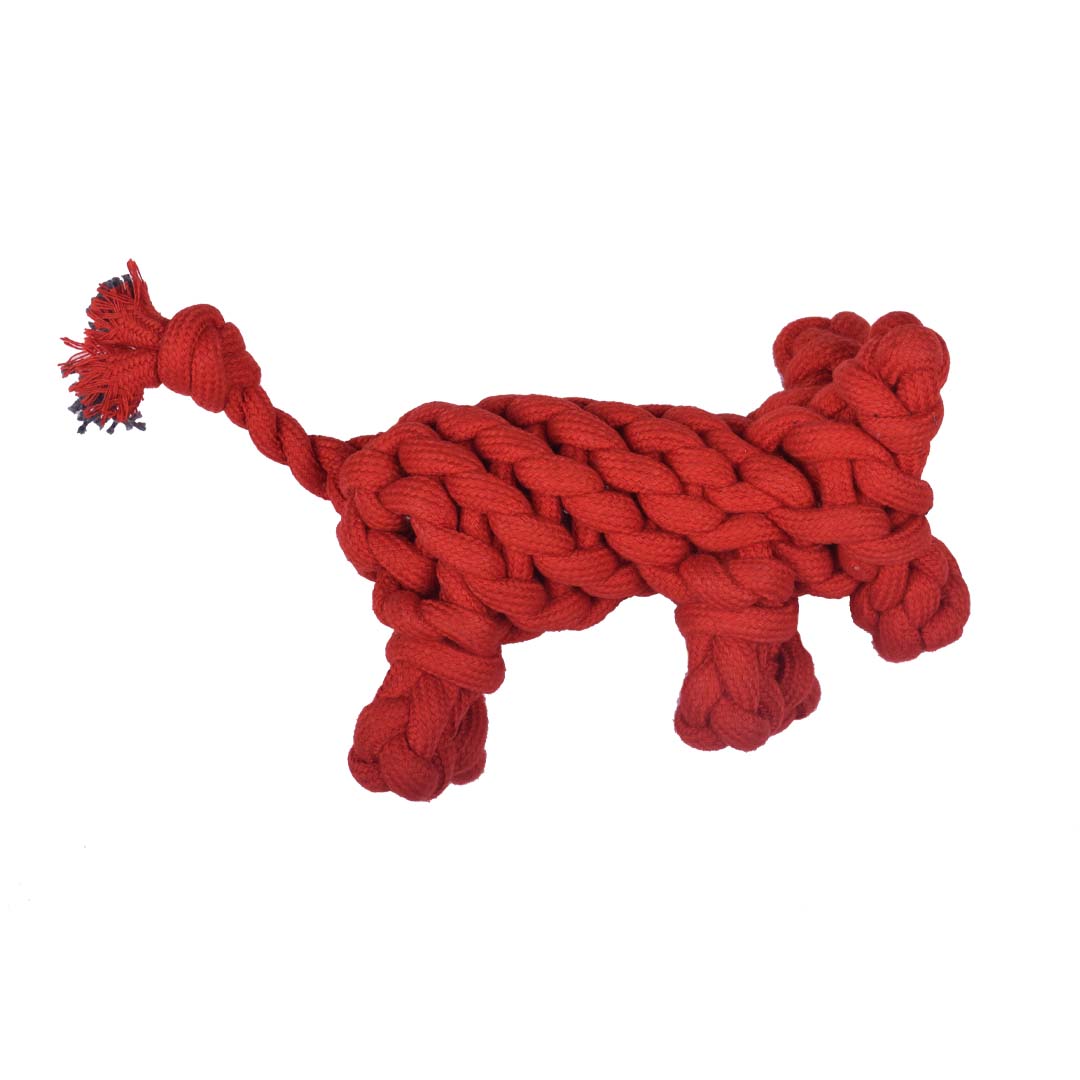 Poochles Braided Repurposed Pig Shaped Rope Dog Toy