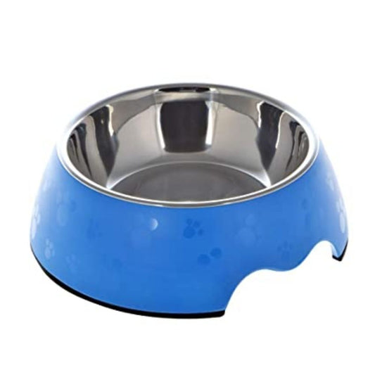 Nutrapet Melamine Round Paw Dog Bowl Blue