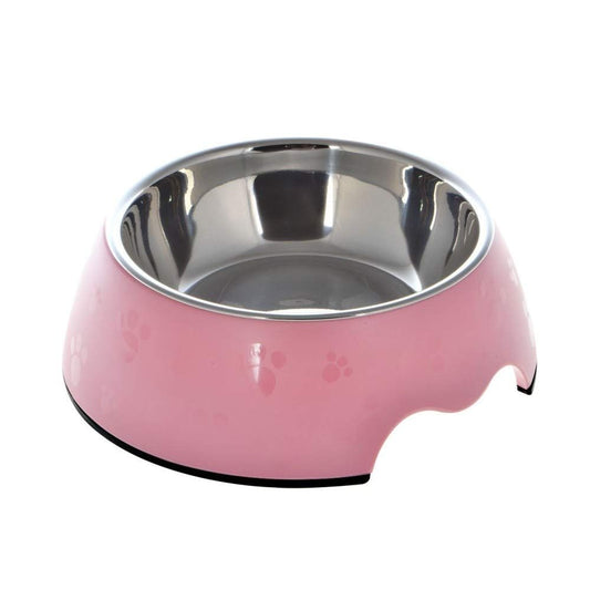 Nutrapet Melamine Round Paw Dog Bowl Pink