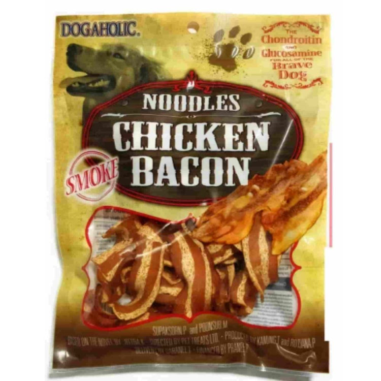 Dogaholic Noodles Chicken Bacon Strips Smoked Dog Chew Treats