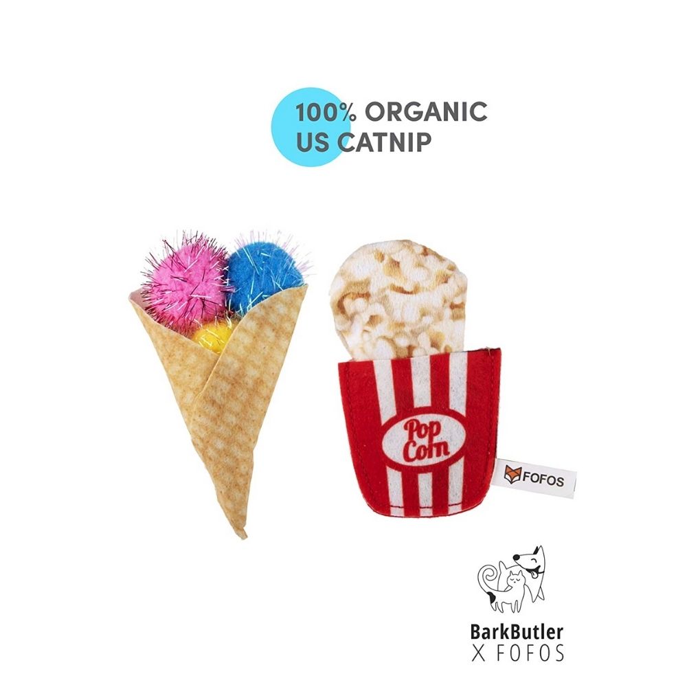 Bark Butler Fofos Yummy Diet Popcorn & Cone Cat Toy