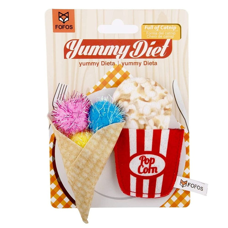 Bark Butler Fofos Yummy Diet Popcorn & Cone Cat Toy