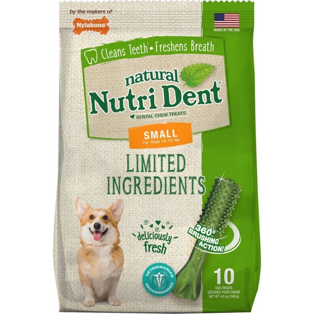 Nylabone Nutri Dent Fresh Breath Flavored Dental Dog Chew Treats-Small (10 Pieces)