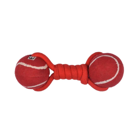 Poochles Two Cosco Balls With Rope Dog Toy - Assorted Colors