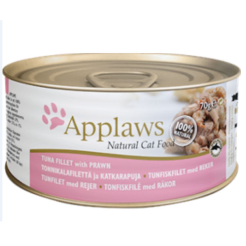 Applaws Tuna Fillet And Prawns Cat and Kitten Treats In Tin x 4Nos