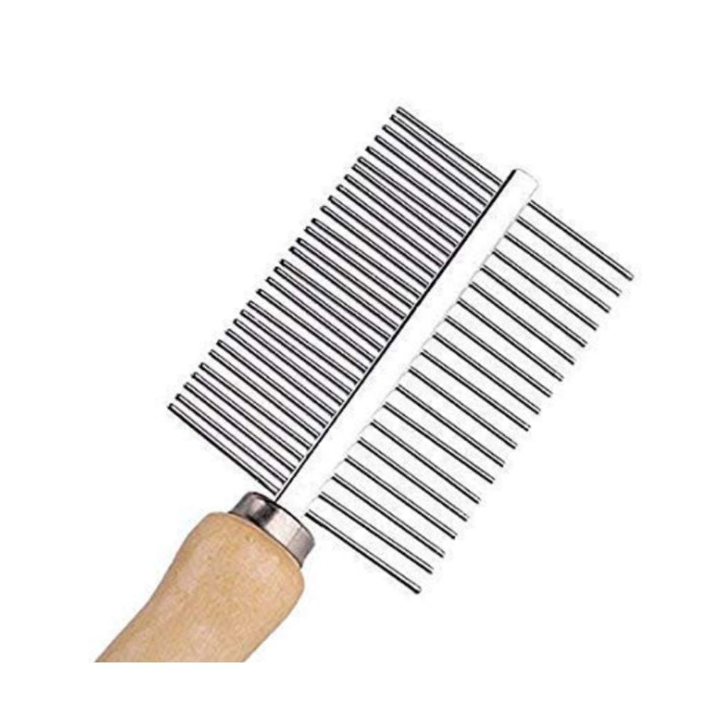 Wooden Handle Comb With Wide Toothed and Narrow Toothed Comb