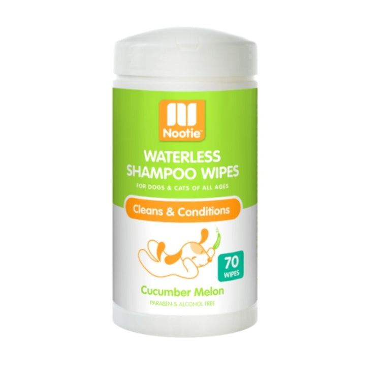 Nootie Cucumber Melon Waterless Shampoo Wipes for Dogs and Cats-70 Wipes