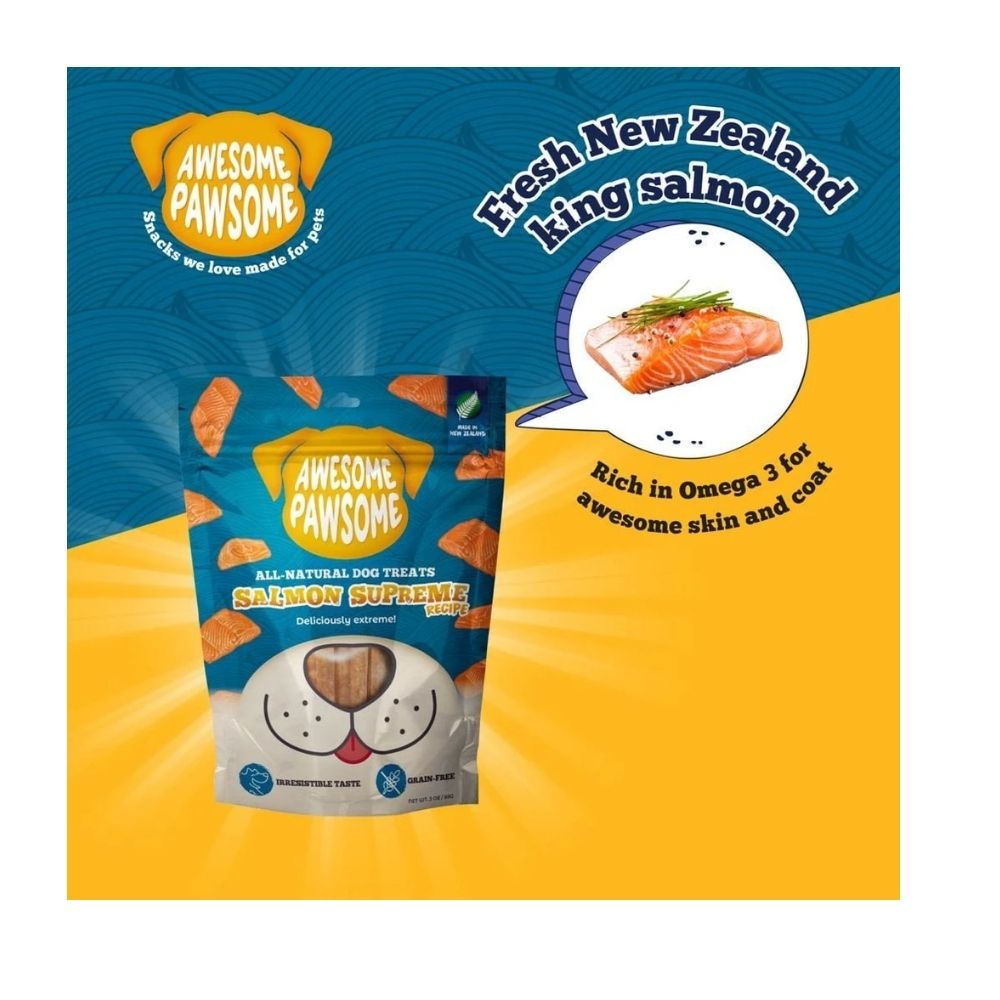Awesome PawsomeSalmon Supreme Recipe All-Natural Grain-Free Treats For All Dogs - 85 gm