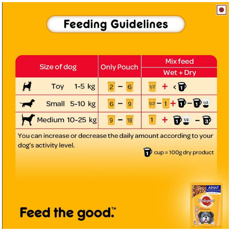 Pedigree Grilled Liver Chunks Flavour in Gravy with Vegetables Dog Food, 70g Pouch x 10no's