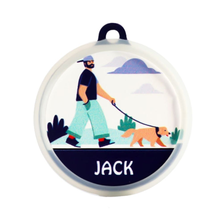 Poochles Customized Dog Tag For All Dogs - Man Walking Blue