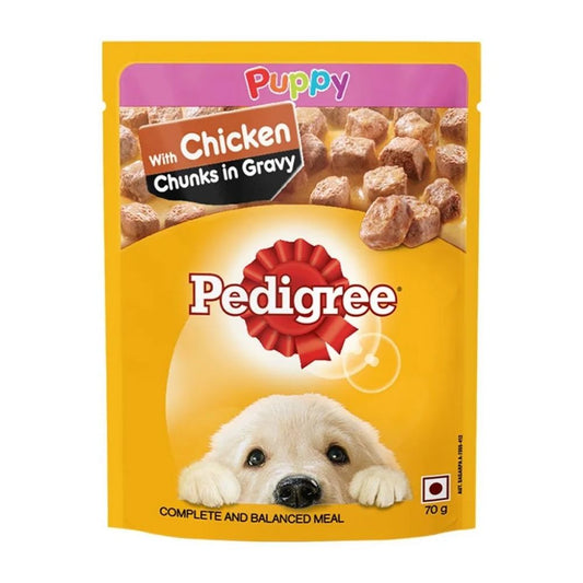 Pedigree Puppy Wet Dog Food, Chicken Chunks in Gravy, 70 g (Pack of 15)