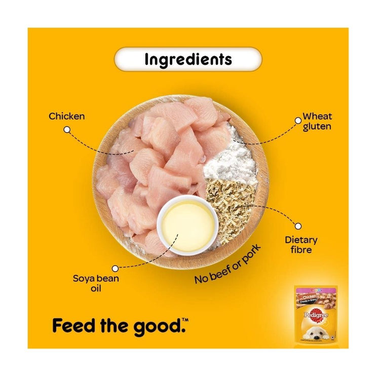 Pedigree Puppy Wet Dog Food, Chicken Chunks in Gravy, 70 g (Pack of 15)