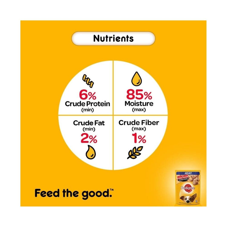 Pedigree Adult Wet Dog Food, Chicken & Liver Chunks in Gravy, 70 g (Pack of 15)