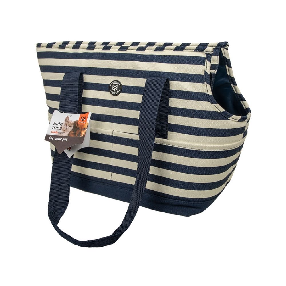 FOFOS Shoulder Carrier With Blue And White Stripes For Cats And Small Dogs