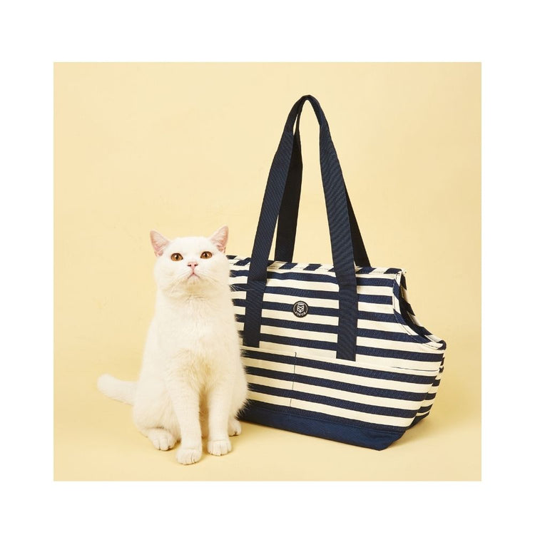 FOFOS Shoulder Carrier With Blue And White Stripes For Cats And Small Dogs