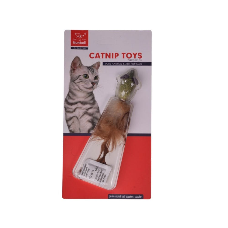 Poochles Catnip Infused Mouse Shaped Cat Toy With Feathers