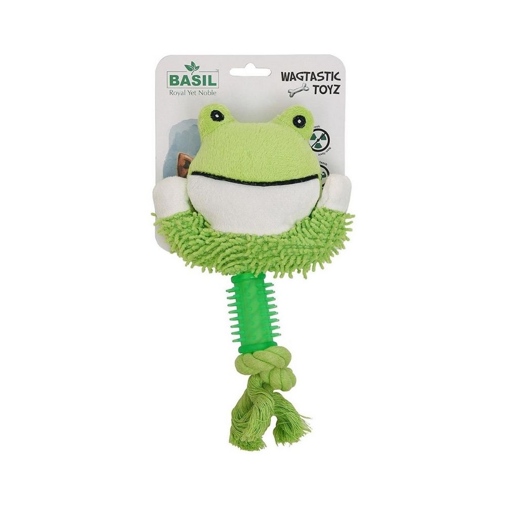Basil Squeaky With Rope Plush Dog Toy For All Dogs - Assorted