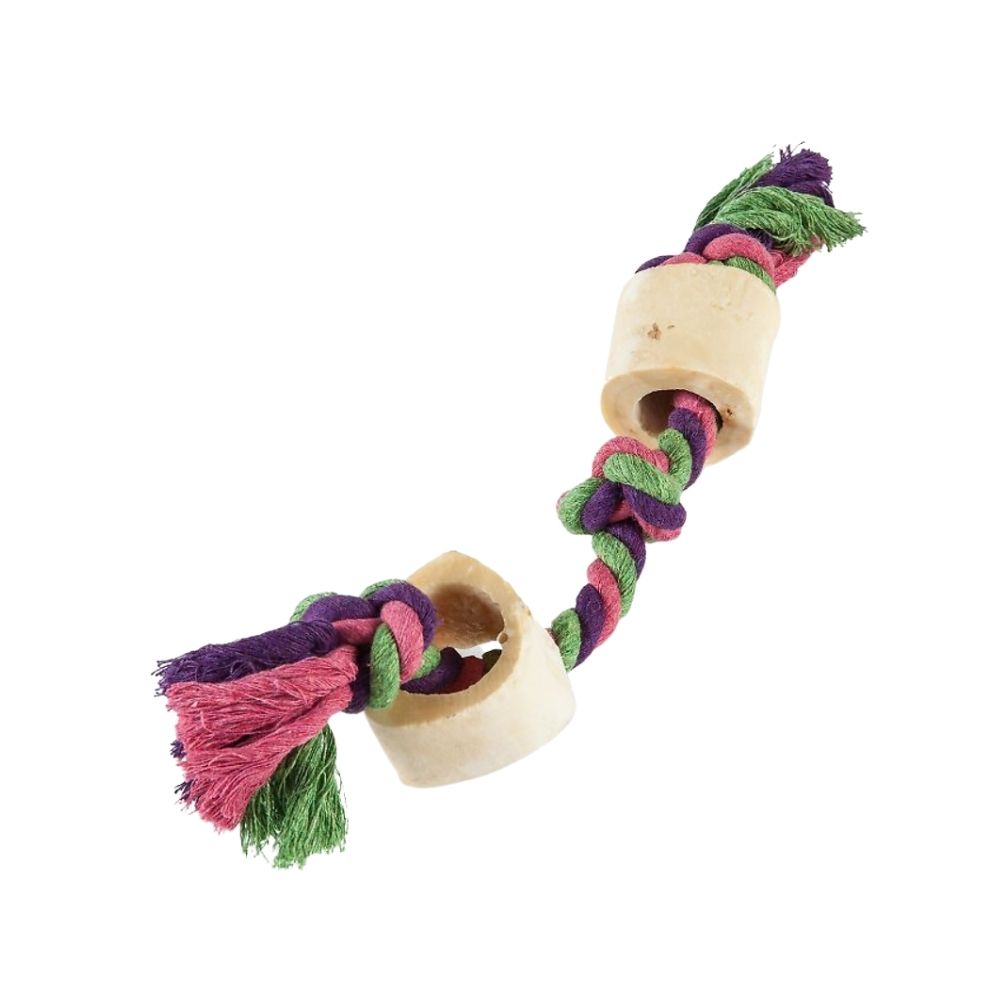 Poochles Cotton Rope With Bones Rope Dog Toy - Color Varies