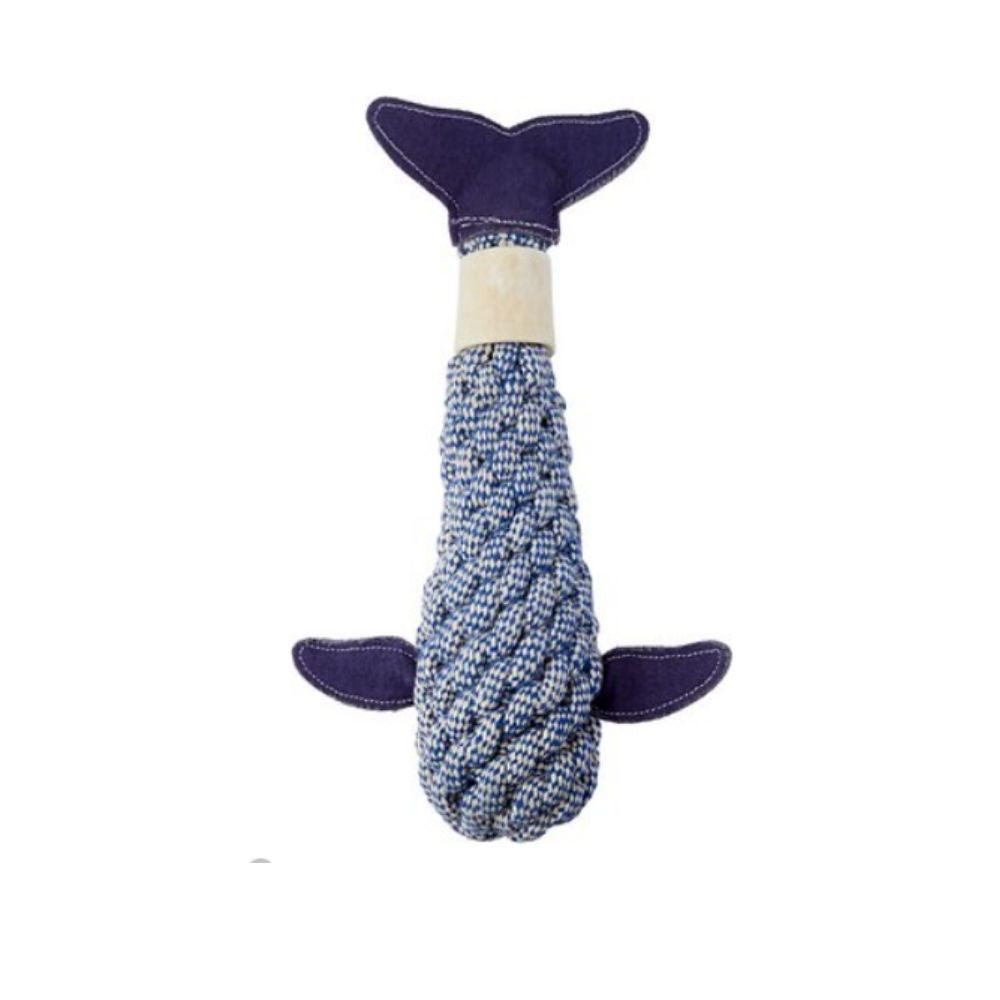 Poochles Funky Whale Bone With Rope Dog Toy - For Large And Giant Breeds