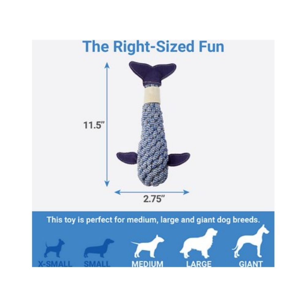 Poochles Funky Whale Bone With Rope Dog Toy - For Large And Giant Breeds