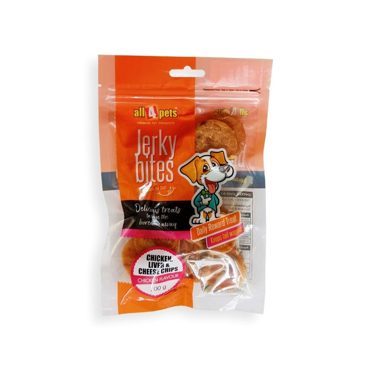 Poochles Jerky Bites - Chicken Liver & Cheese Chips- 100gms