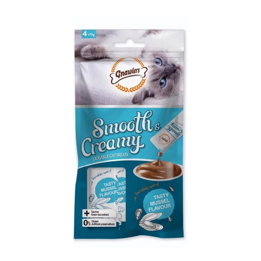 Gnawlers Smooth And Creamy Lickable Cat Treats Pack Of 4 (Mussell Flavour)