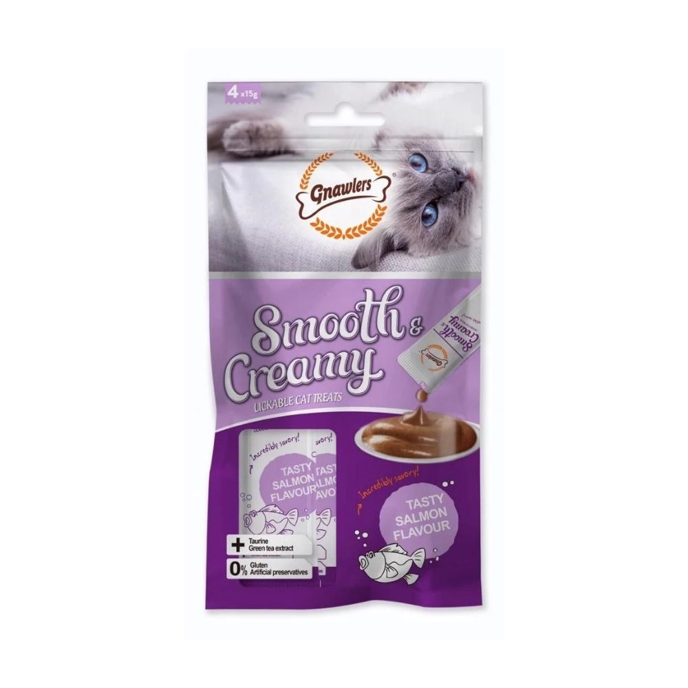 Gnawlers Smooth And Creamy Lickable Cat Treats Pack Of 4 (Salmon Flavour)
