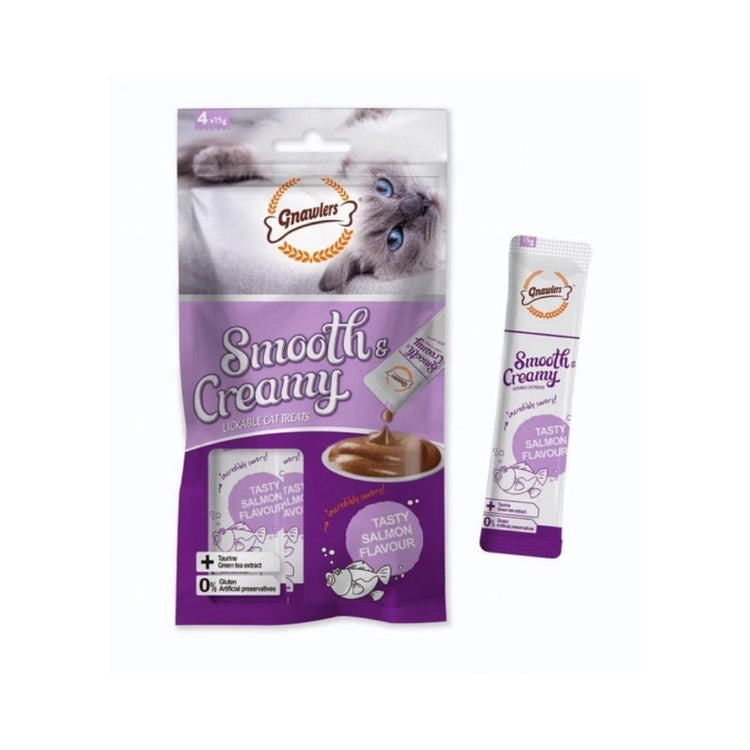Gnawlers Smooth And Creamy Lickable Cat Treats Pack Of 4 (Salmon Flavour)