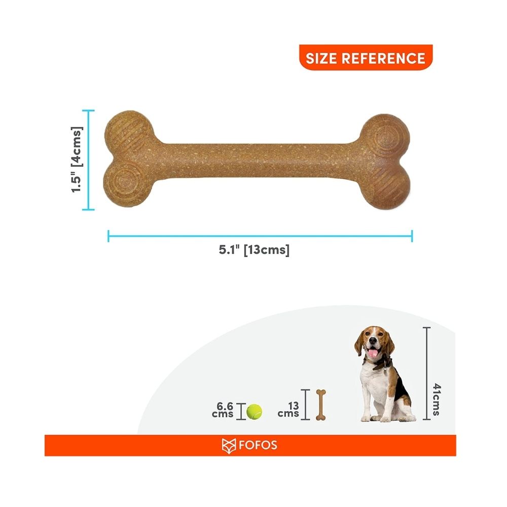 Woodplay Bone Twins Durable Dog Chew Toy Set Brown (Pack Of 2) For Small Dogs