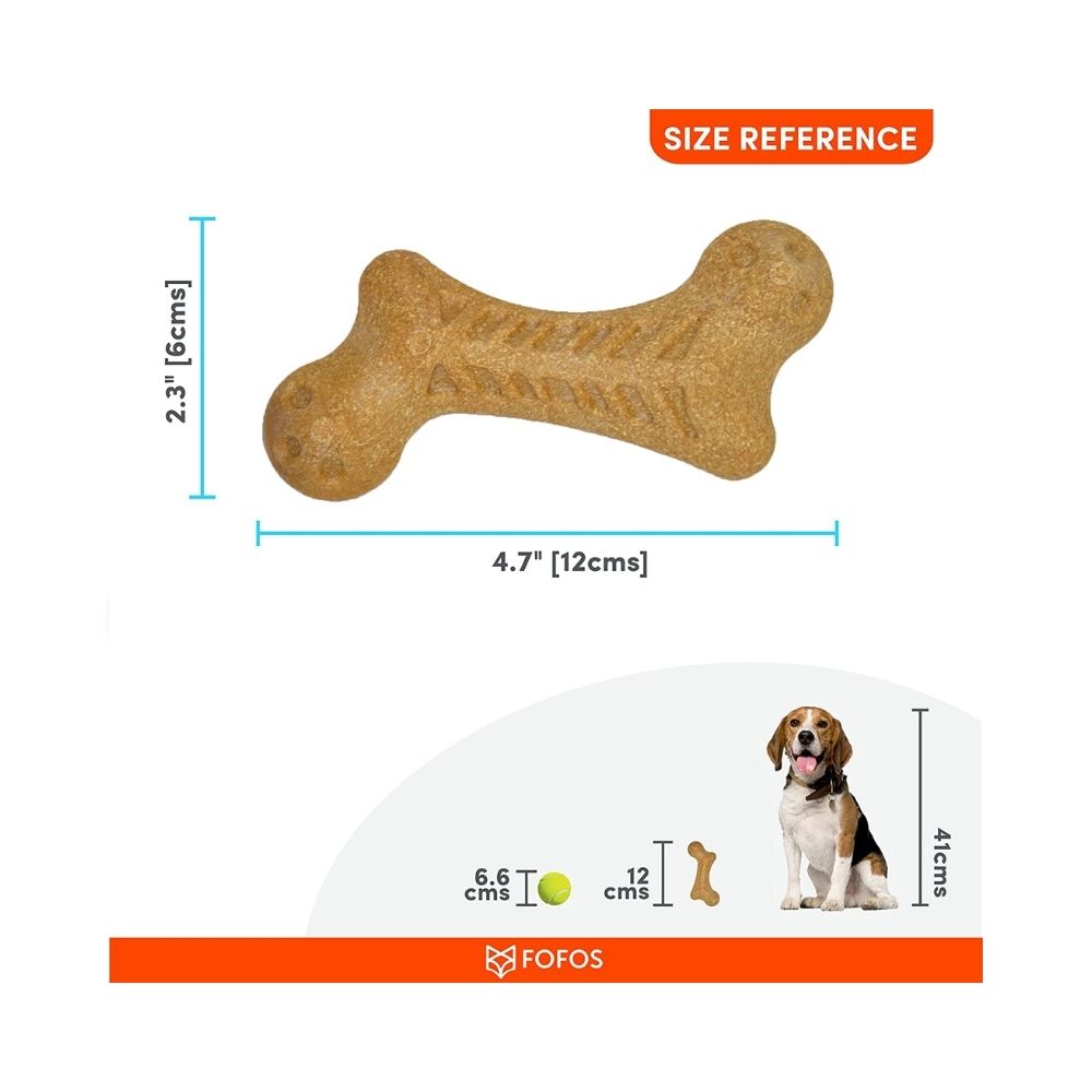 Woodplay Bone Durable Dog Chew Toy, Brown | for Small - Medium Dogs (5-20kgs)