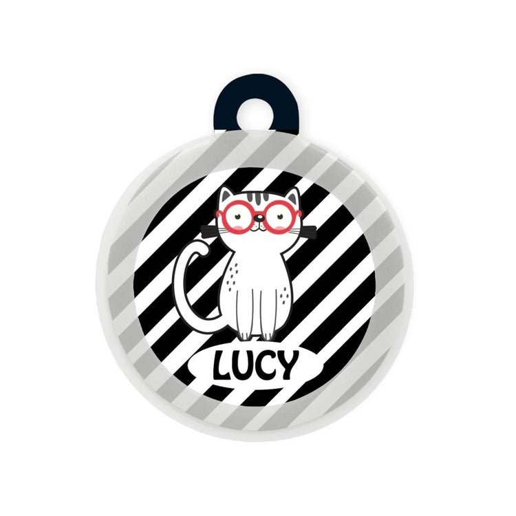 Poochles Taggie Customized Cat Tag For All Cats - Black And White