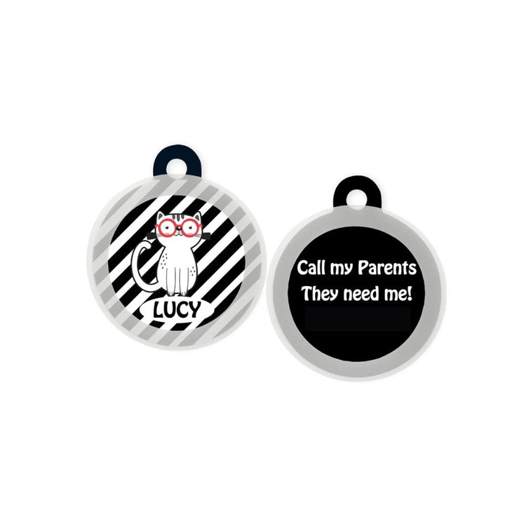 Poochles Taggie Customized Cat Tag For All Cats - Black And White