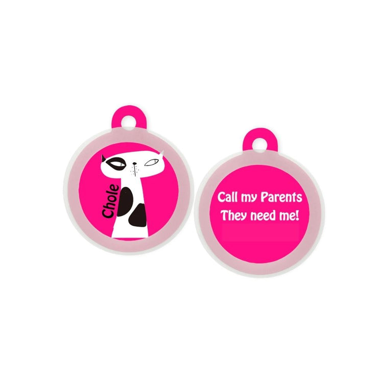Poochles Taggie Customized Cat Tag For All Cats - Cat Cartoon B&W