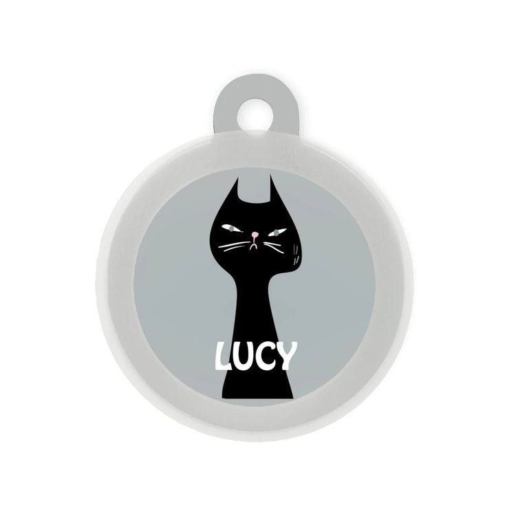 Poochles Taggie Customized Cat Tag For All Cats - Cat Cartoon Black