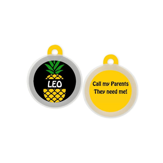 Taggie Summer Special Customized Dog Tag For Breeds - Pineapple (Black)