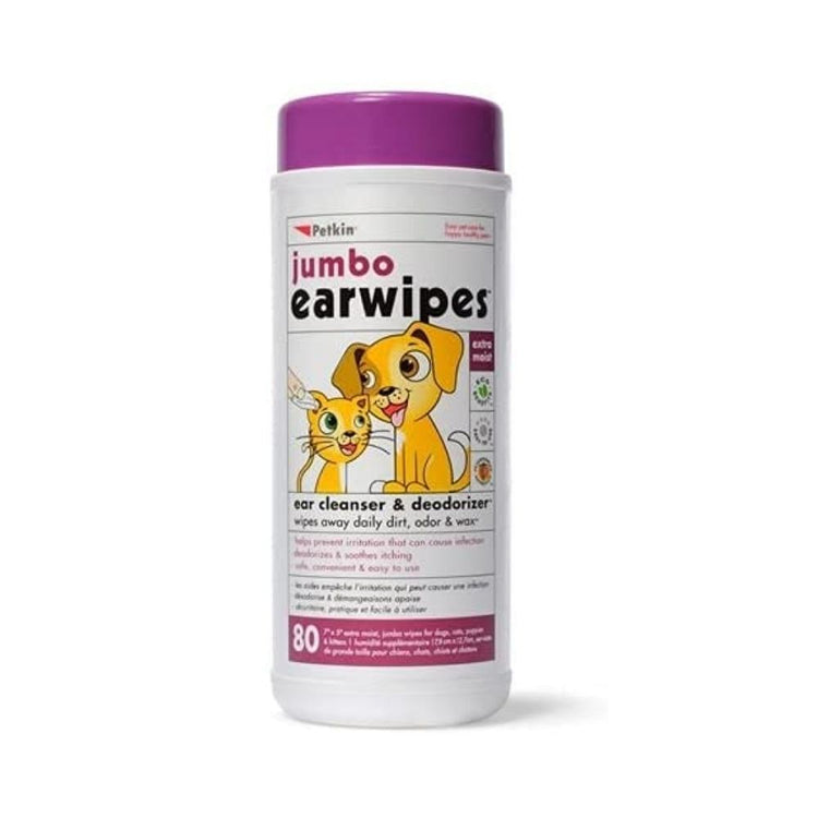 Petkin Jumbo Earwipes For Both Dogs And Cats - 40 Wipes