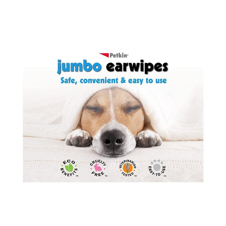 Petkin Jumbo Earwipes For Both Dogs And Cats - 40 Wipes
