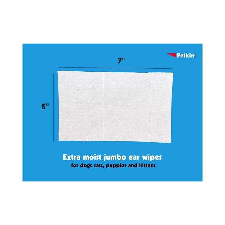 Petkin Jumbo Earwipes For Both Dogs And Cats - 40 Wipes