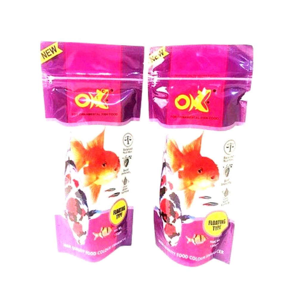 Ok Fish Feed For Ornamental Fishes - 100 g Pouch 2Nos
