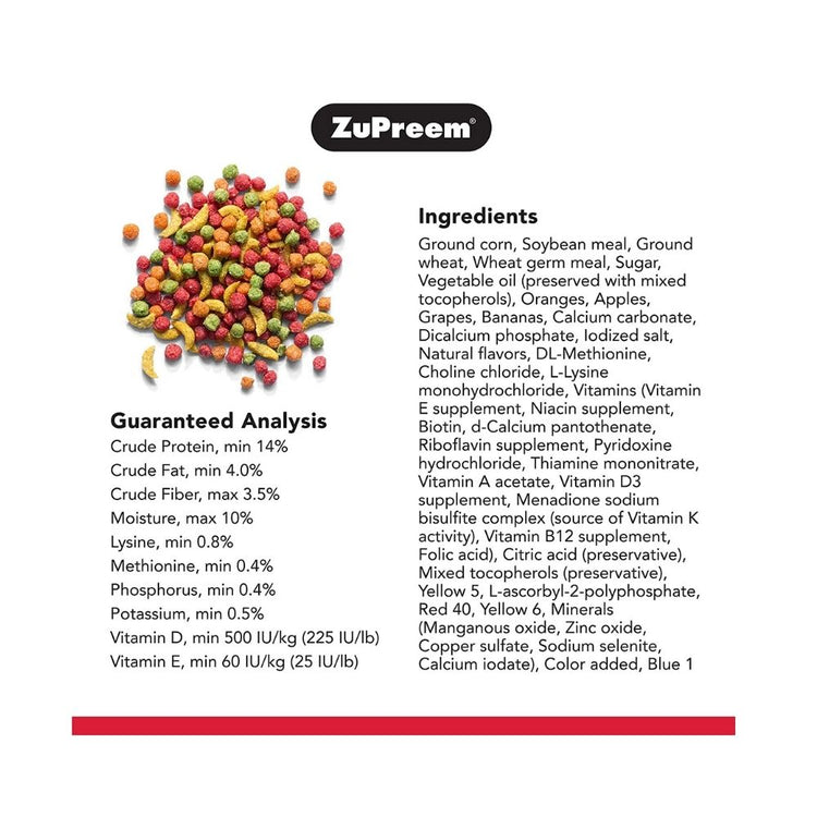 Zupreem Fruit Blend With Natural Blend Bird Food For Medium Sized Birds