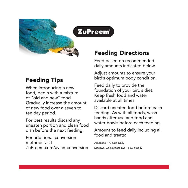 Zupreem Fruit Blend With Natural Blend Bird Food For Large Birds