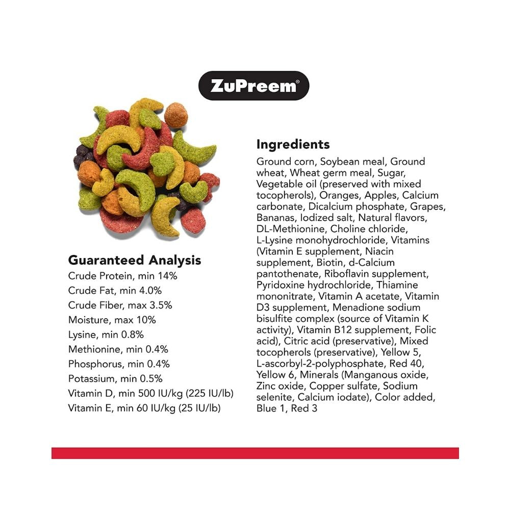 Zupreem Fruit Blend With Natural Blend Bird Food For Large Birds