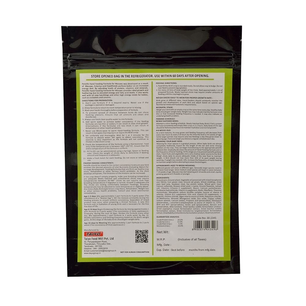 Petslife Hand Feeding Formula Baby Bird Food - 500gms