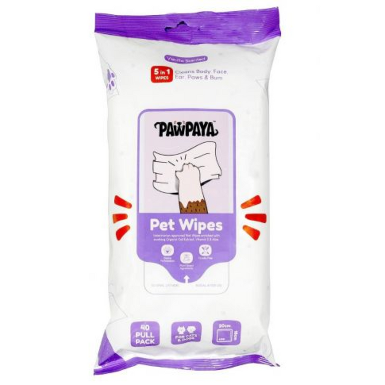PawPaya Pet Ears Wipes Made for All Cats and Dogs